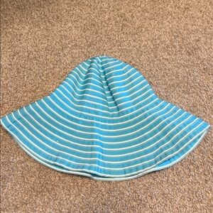 Turquoise and White bucket hat with striped pattern  the perfect sun hat